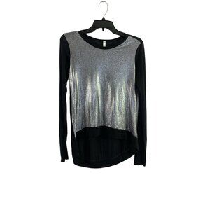 Dare Women's Silver Metallic & Black Top